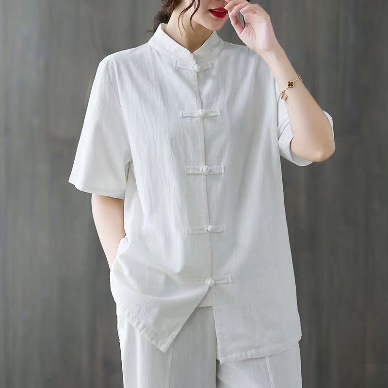 Linen Shirt Breathable - Top da donna in lino e