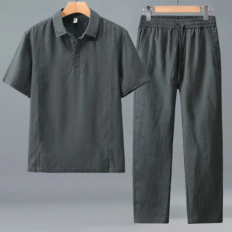 Short Linen Drawstring - Completo Estivo in Lino per Uomo
